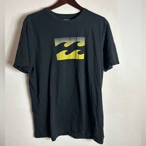 Billabong Black Tee with Yellow Wave Graphic